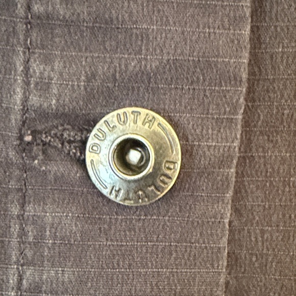 Charcoal Gray Button-Up Overall Dress Size L 2 Large Front Pockets  MIDI Length - Picture 8 of 10